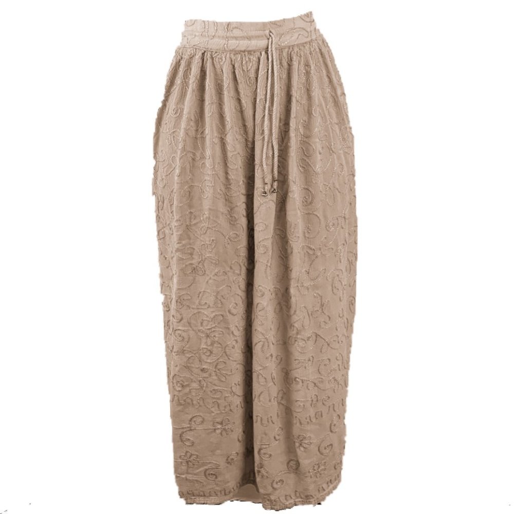 Vini Vintage Midi Skirt Beige Embroidered Women's One Size - Picture 4 of 4